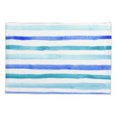 Blauwe Waterverf gestreept Kussensloop (Achterkant-Links)