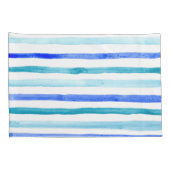 Blauwe Waterverf gestreept Kussensloop (Achterkant-Rechts)