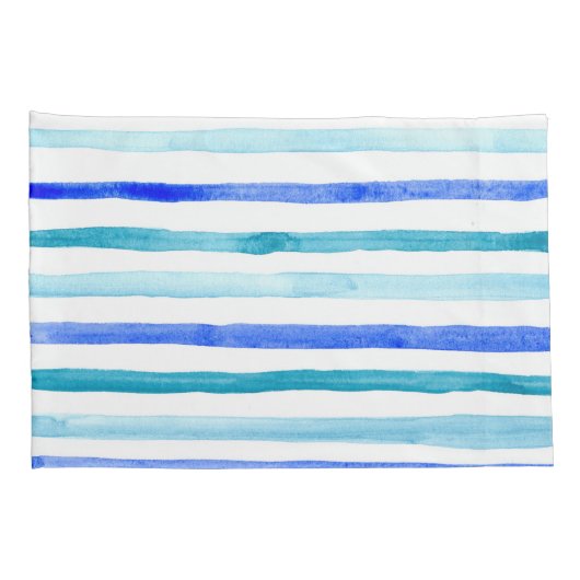 Blauwe Waterverf gestreept Kussensloop (Achterkant-Rechts)