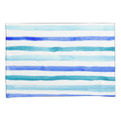 Blauwe Waterverf gestreept Kussensloop (Voorkant-Rechts)