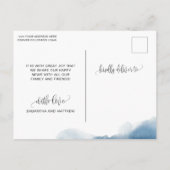 Blauwe Waterverf, gewoon ingesloten, Verloving Aankondigingskaart (Achterkant)