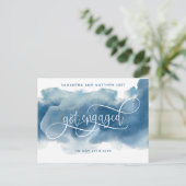 Blauwe Waterverf, gewoon ingesloten, Verloving Aankondigingskaart (Staand voorkant)