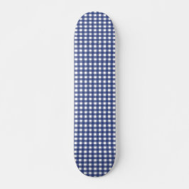 Blauwe Waterverf Gingham Skateboard