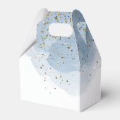 Blauwe Waterverf Glitter Gold Cross Baptisme Boy Bedankdoosjes (Achterkant)