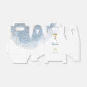 Blauwe Waterverf Glitter Gold Cross Baptisme Boy Bedankdoosjes (Uitgevouwen)
