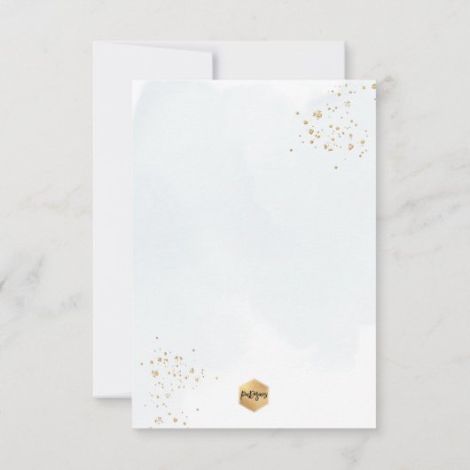 Blauwe Waterverf Gold Baptisme + 1e verjaardag Kaart (Achterkant)