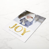 Blauwe Waterverf GOLD JOY kerstfoto Folie Feestdagenkaart (Gedraaid)