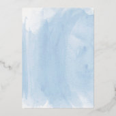 Blauwe Waterverf GOLD JOY kerstfoto Folie Feestdagenkaart (Achterkant)