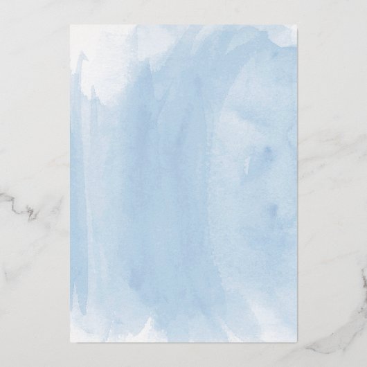 Blauwe Waterverf GOLD JOY kerstfoto Folie Feestdagenkaart (Achterkant)