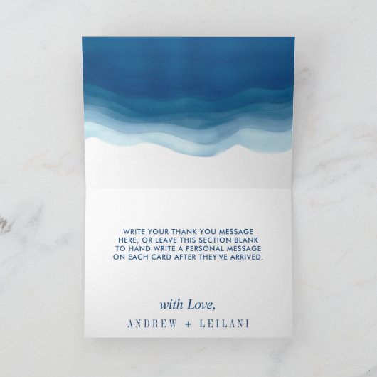 Blauwe Waterverf golf bruiloft | Bedankt Kaarten (Binnen)