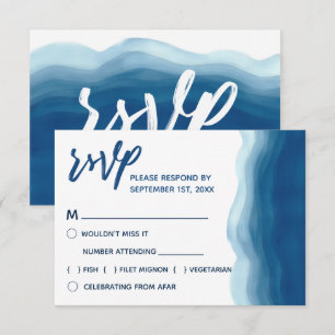 Blauwe Waterverf golf   RSVP Maaltijdkeuze Kaart