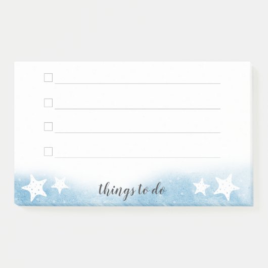 Blauwe Waterverf golfslagzeemeermin om lijst uit t Post-it® Notes (Voorkant)