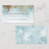 Blauwe Waterverf gouden bruiloft website Informatiekaartje (Voorkant / Achterkant)