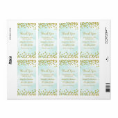 Blauwe Waterverf Gouden Confetti Trouwlabels Etiket (Full Sheet)