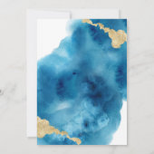 Blauwe Waterverf gouden foto viering van het leven Kaart (Achterkant)