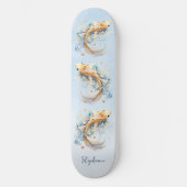 Blauwe Waterverf Gouden Koi Vis Gepersonaliseerd Persoonlijk Skateboard (Voorkant)