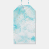 Blauwe Waterverf Gouden Kruis Doop Dank u Favor Cadeaulabel (Achterkant)