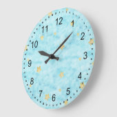 Blauwe Waterverf gouden sterren Grote Klok (Hoek)