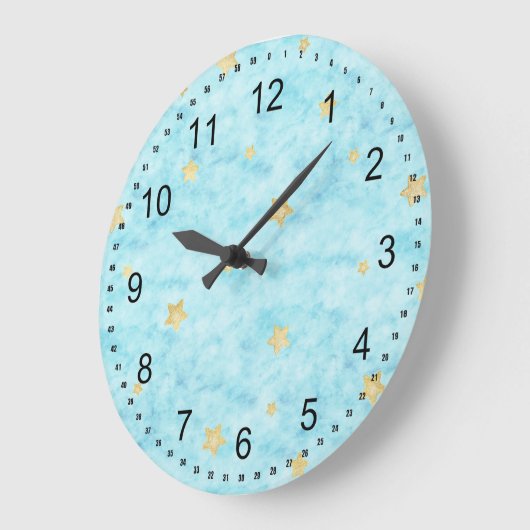 Blauwe Waterverf gouden sterren Grote Klok (Hoek)