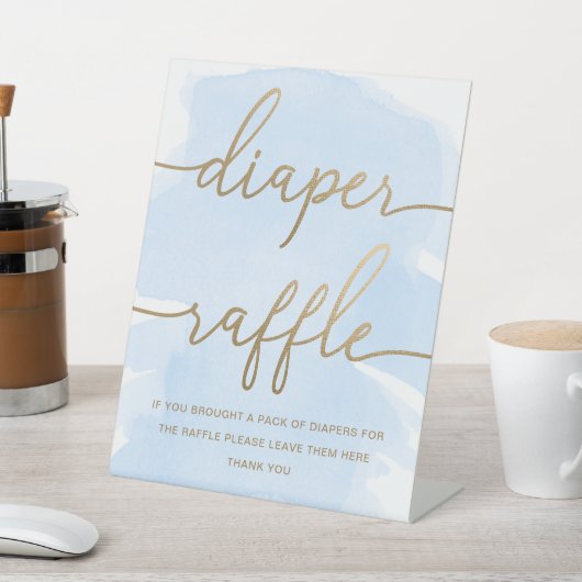 Blauwe Waterverf goudluier Raffle Reclamebord Met Voetstuk (Insitu)