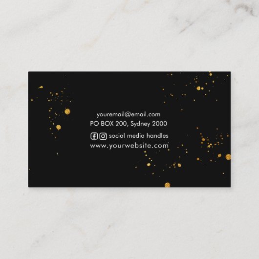 Blauwe Waterverf goudsplatten visitekaartje (Achterkant)