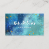 Blauwe Waterverf goudsplatten visitekaartje (Voorkant)