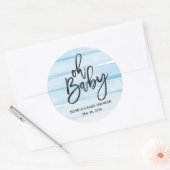 Blauwe Waterverf Gradiënt Oh Baby shower Sticker (Envelop)