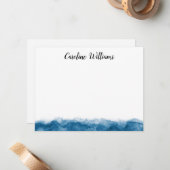 Blauwe waterverf grens op maat notitiekaartje (Voorkant / Achterkant in situ)