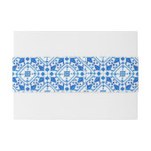 Blauwe waterverf Grieks tegel Mediterraan huwelijk Uitnodigingen Wikkel (Achterkant Voorbeeld)