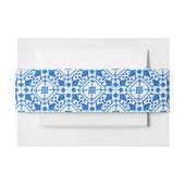 Blauwe waterverf Grieks tegel Mediterraan huwelijk Uitnodigingen Wikkel (Voorkant Voorbeeld)