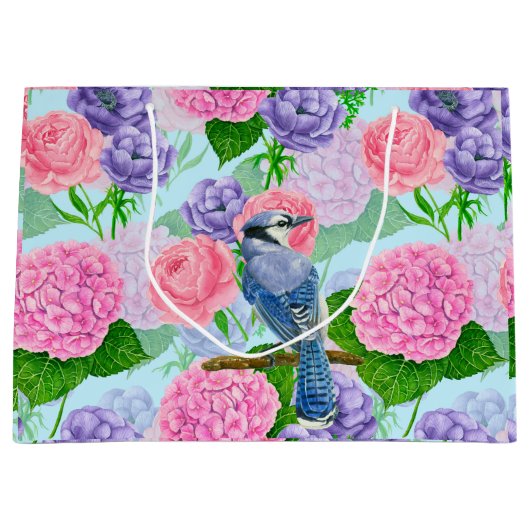 Blauwe waterverf groot cadeauzakje (Voorkant)