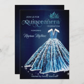 Blauwe Waterverf hand getekende bal jurk Quince Kaart (Voorkant / Achterkant)