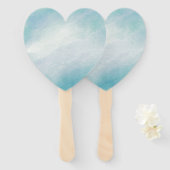 Blauwe waterverf handwaaier (Voorkant en achterkant)