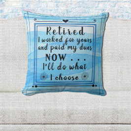  blauwe Waterverf Happy Retirement Kussen