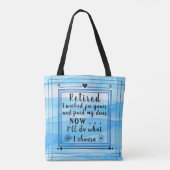 blauwe Waterverf Happy Retirement Tote Bag (Achterkant)