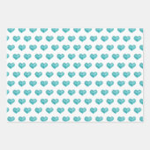 Blauwe Waterverf hart en bladeren Inpakpapier Vel (Voorkant 3)