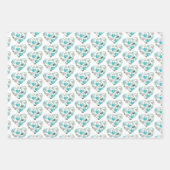 Blauwe Waterverf hart en bladeren Inpakpapier Vel (Voorkant 2)