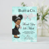 Blauwe Waterverf Hartelijk dank Baby shower Bedankkaart (Staand voorkant)