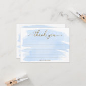 Blauwe Waterverf Hartelijk dank Kaart (Voorkant / Achterkant in situ)