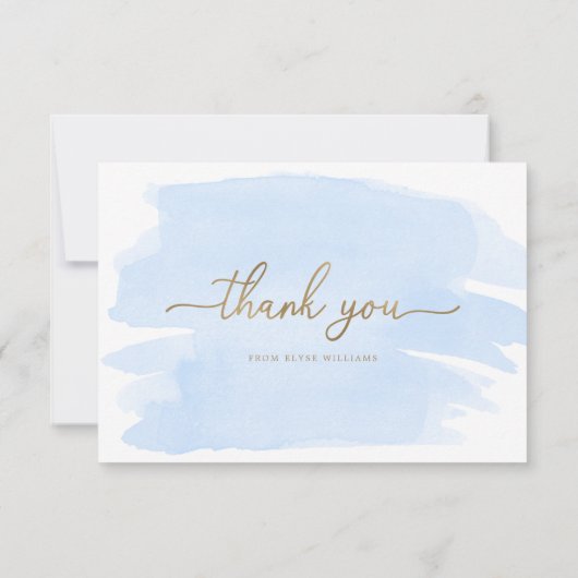 Blauwe Waterverf Hartelijk dank Kaart (Achterkant)