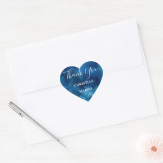 Blauwe Waterverf Hartelijk dank voor uw bruiloft Hart Sticker