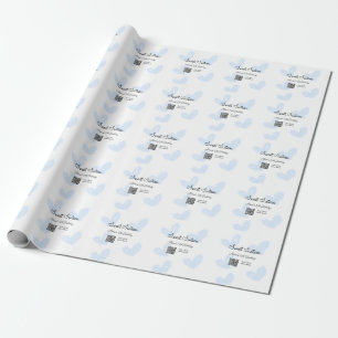 Blauwe waterverf harten QR Sweet zestien verjaarda Cadeaupapier