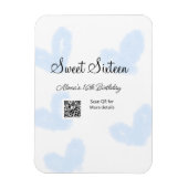 Blauwe waterverf harten QR Sweet zestien verjaarda Magneet (Verticaal)