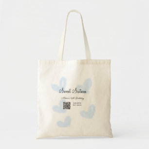 Blauwe waterverf harten QR Sweet zestien verjaarda Tote Bag