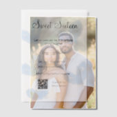 Blauwe waterverf harten QR Sweet zestien verjaarda Vellum Uitnodigingen (Offset (Koppel))