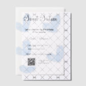 Blauwe waterverf harten QR Sweet zestien verjaarda Vellum Uitnodigingen (Offset (Uitnodiging))