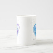 Blauwe Waterverf - Hartmonogram Porselein Kop (Voorkant)