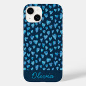 Blauwe waterverf hartpatroon naam Case-Mate iPhone case (Achterkant)