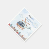 Blauwe Waterverf Helikopter Stad Servet (Hoek)