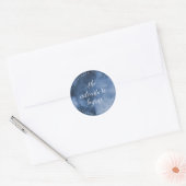 Blauwe Waterverf | Het avontuur begint bruiloft Ronde Sticker (Envelop)